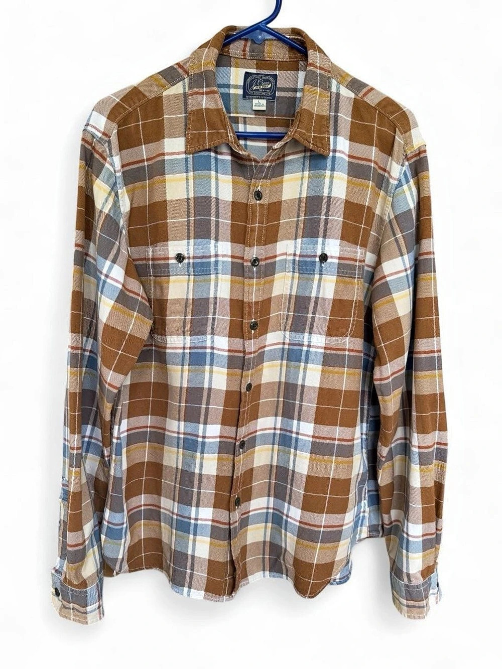 J.Crew The Sporting Life Plaid Flannel Shirt Men’s Large Brown Blue